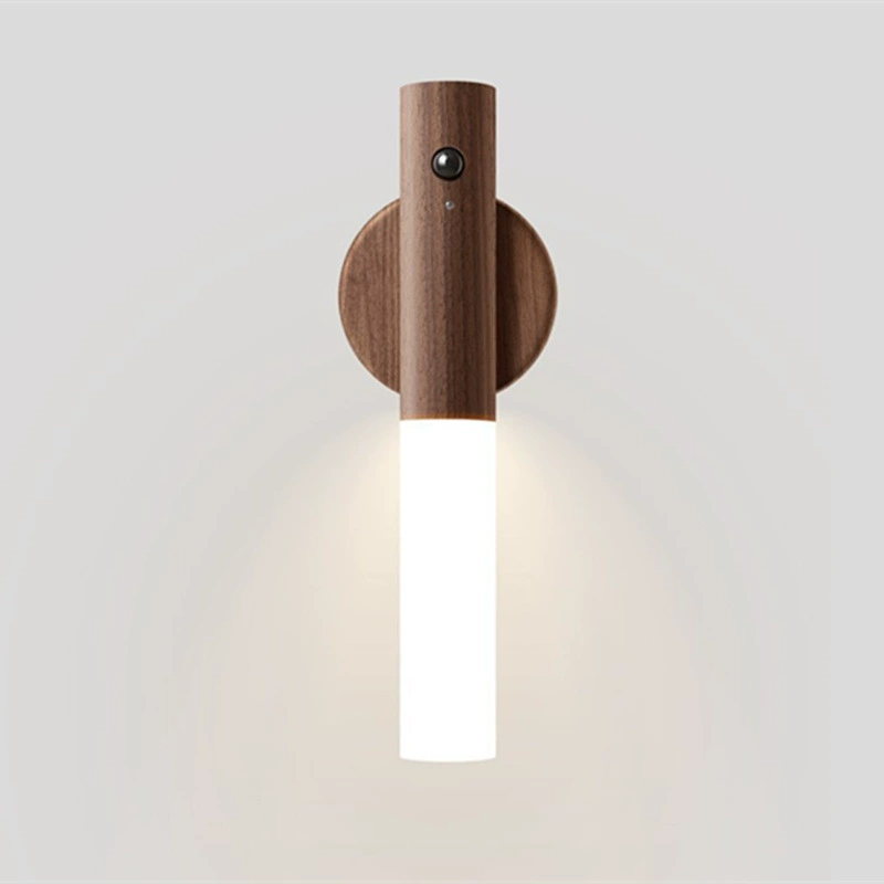 Smart physiological induction LED night light, wooden sconce for wardrobe, human sensor