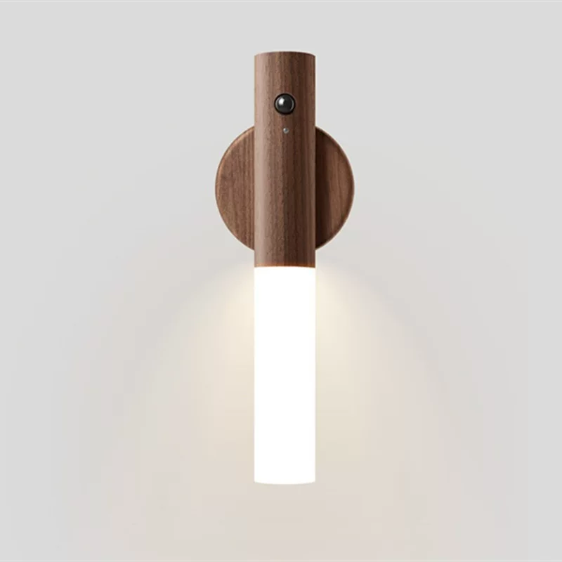 Smart physiological induction LED night light, wooden sconce for wardrobe, human sensor