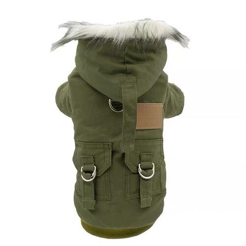 Dog clothes fur collar work clothes pet biped clothes Teddy dog ​​clothes autumn and winter clothes puppy clothes double layer plus velvet