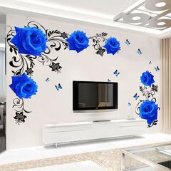 旅康自粘臥室客廳藍色花牆貼紙電視背景牆貼畫房間裝飾品牆壁貼花