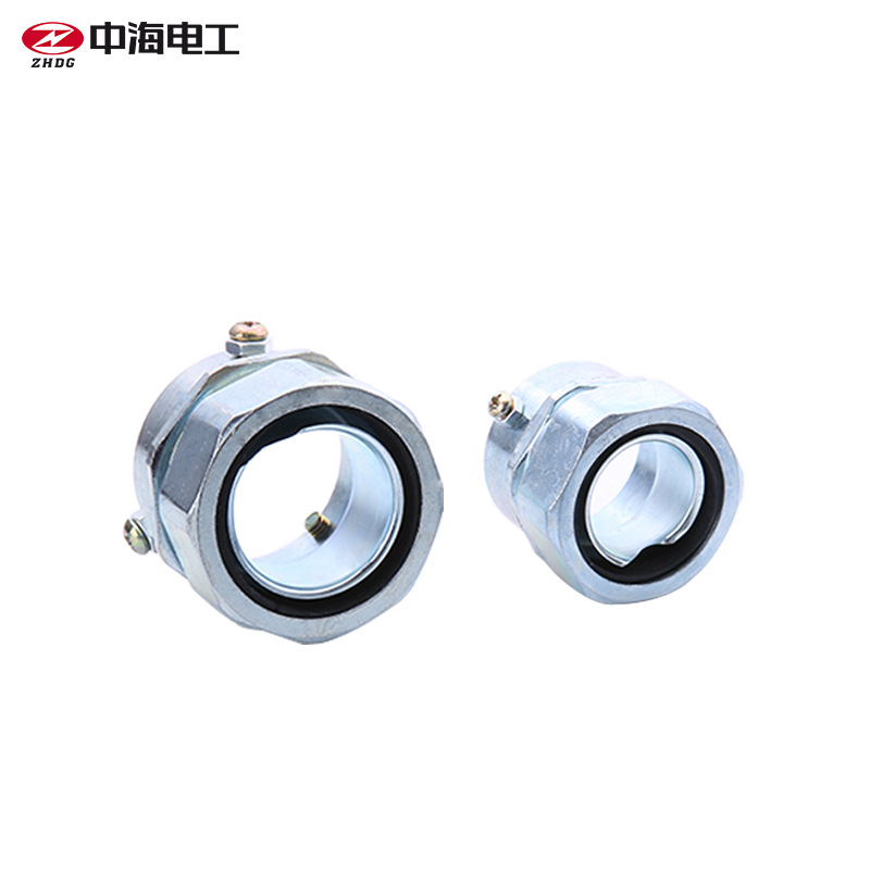 Φ64蛇皮管 镀锌钢管三柱式螺丝接头 防水包塑金属软管卡套式接头