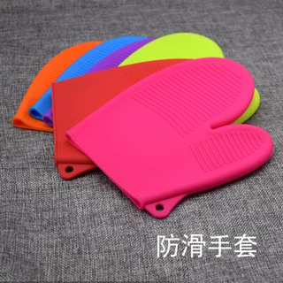 加厚防滑防水防烫硅胶手套微波炉烧烤隔热两指硅胶手套烘焙工具