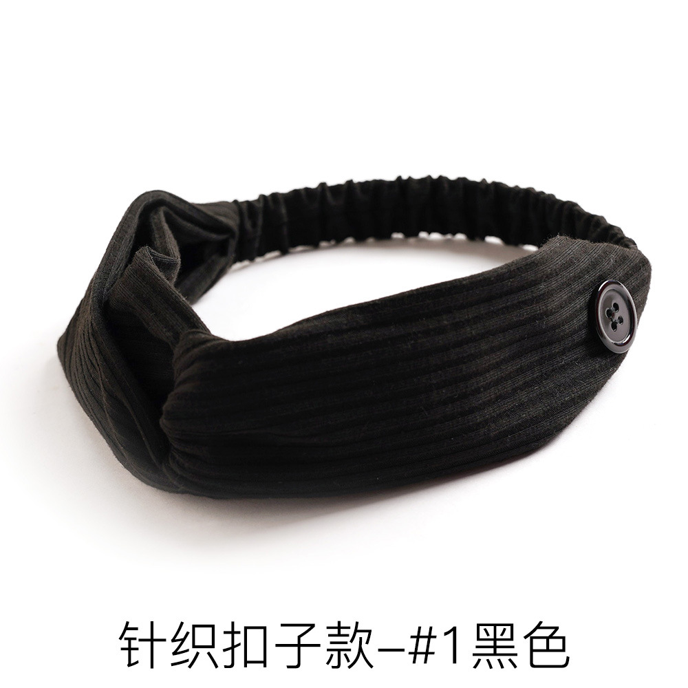 Button hair band#1 black