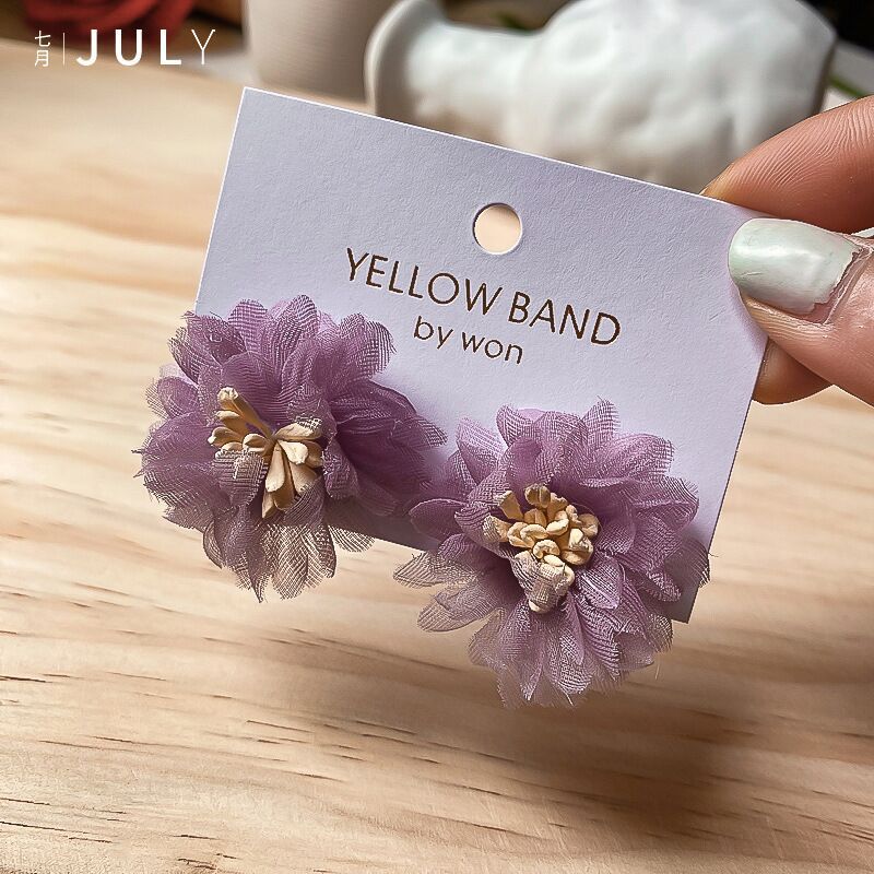 Fresh purple universal three dimensional earrings