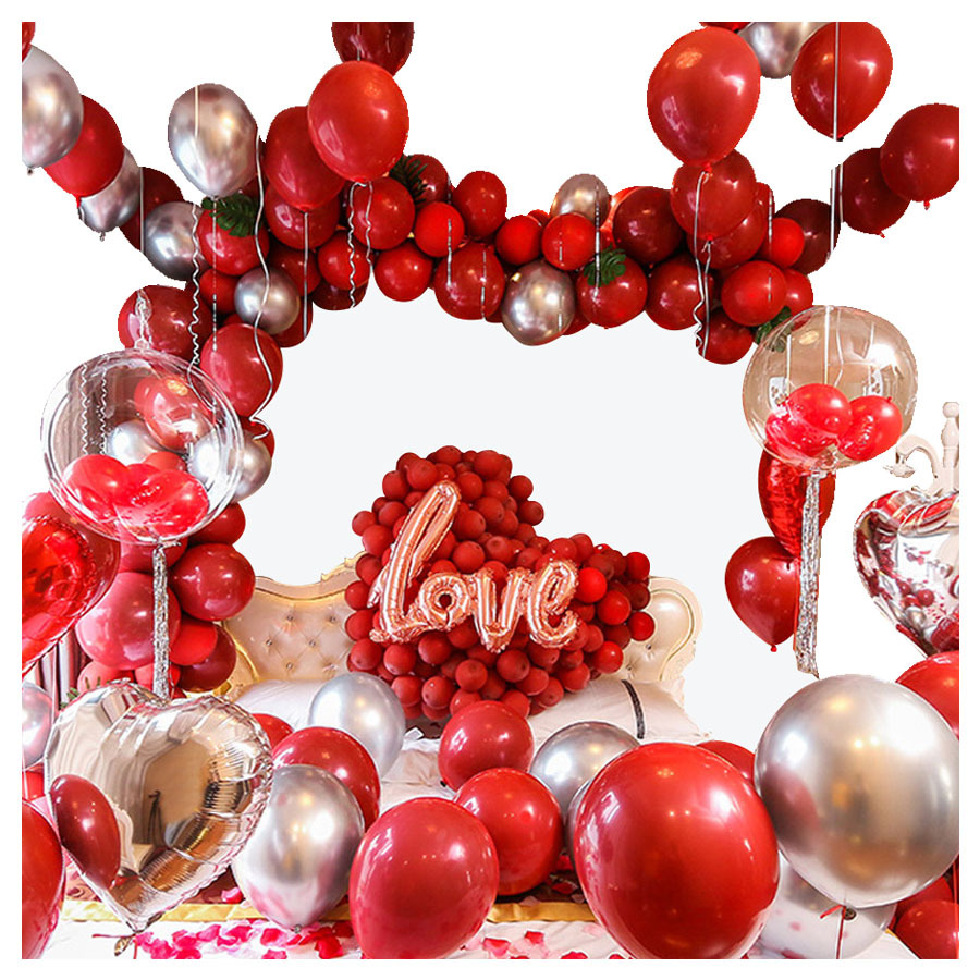 Decoración de la habitación de la boda traje de globo de la boda 10 pulgadas Granada roja Bola de látex boda nueva casa dormitorio decoración suministros