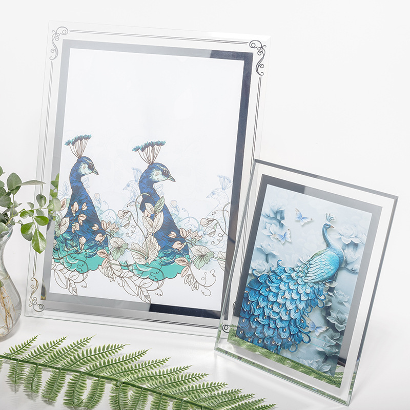 Carefully Selected Simple Glass Crystal Transparent Photo Frame for Couple Photos, Empty Frame 6inch 7inch A4 Wedding Photo Frame Display Stand