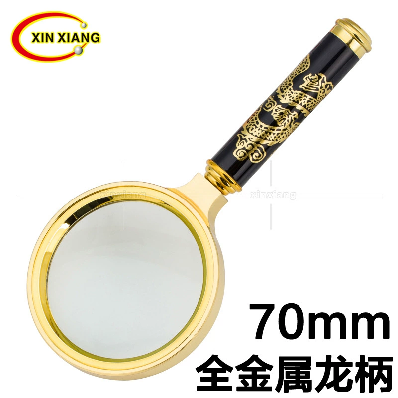 70 мм стеклянная линза Ручка дракона увеличительное стекло с тиснением Позолоченные винтажные ремесла чтение расширительное зеркало оптовая продажа с фабрики