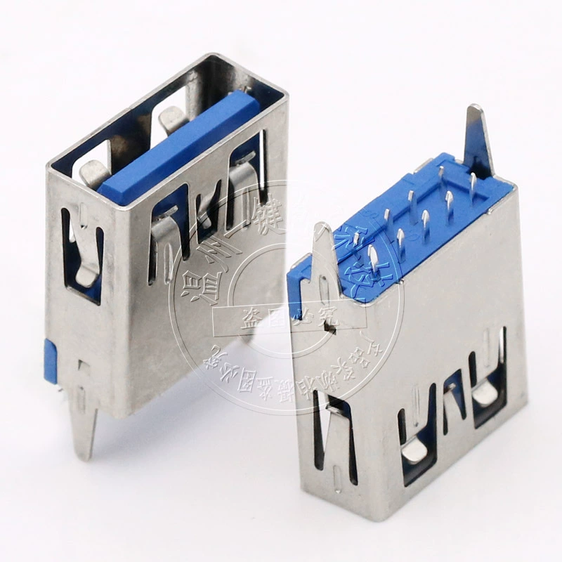 AF3.0 USB 180° 15.0mm прямой безносый вертикальный плоский высокоскоростной синий клеевой сердцевина 9-пиновый родительский разъем
