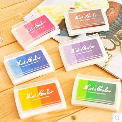 Stationery wholesale cute color large inkpad 4 color gradient Inkpad