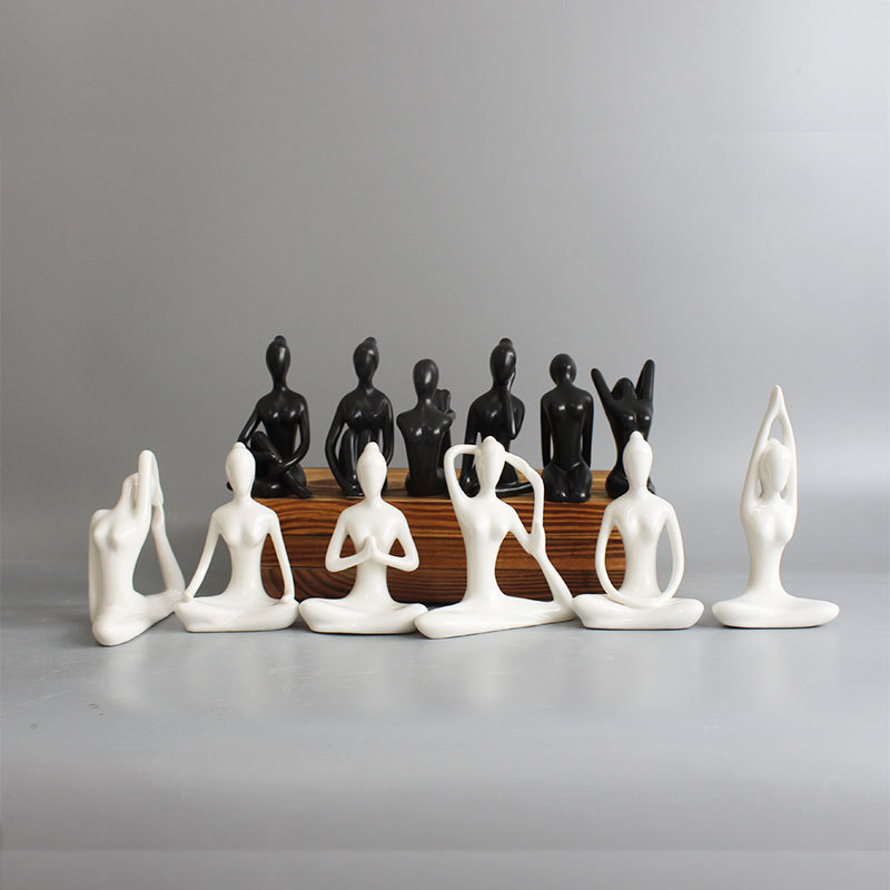 Jianermei creative yoga figure white porcelain ceramic ornaments abstract art light luxury decorations wholesale meditation