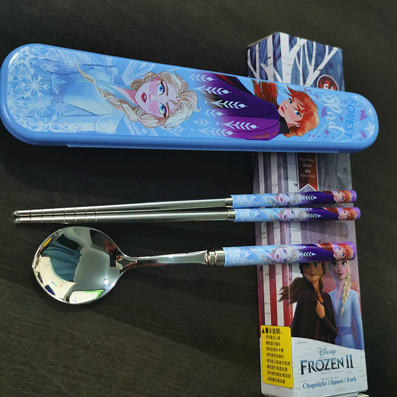 Disney Stainless Steel Chopsticks and Spoons Cartoon Tableware for Elementary School Students Frozen Princess 2 Birthday Gift Disney Stainless Steel Chopsticks and Spoons Cartoon Tableware for Elementary School Students Frozen Princess 2 Birthday Gift