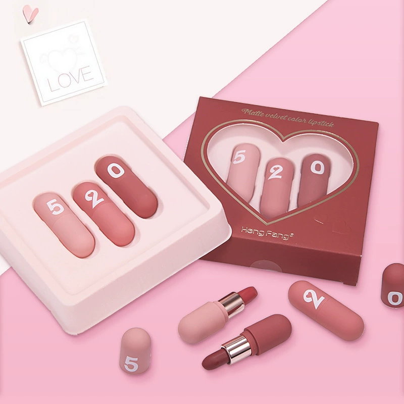 Капсульный набор помады, 3×1,5 г водостойкие матовые помады — набор к valentines подарок