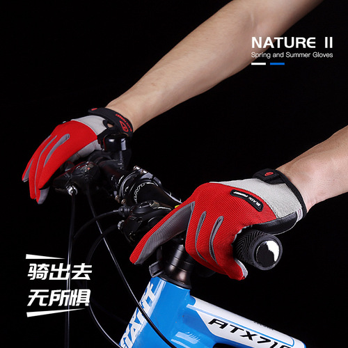 Outdoor men and women sports summer non-slip fitness full finger bicycle riding touch screen gloves wholesale