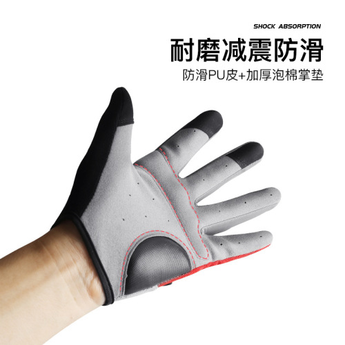 Outdoor men and women sports summer non-slip fitness full finger bicycle riding touch screen gloves wholesale