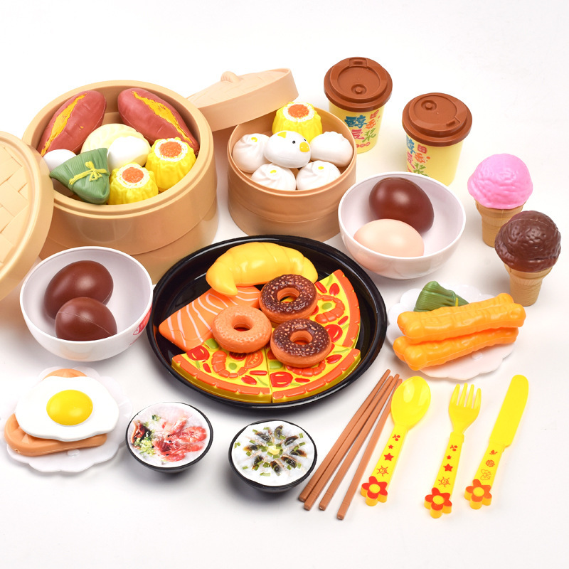 过家家玩具仿真粽子蒸笼包子点心益智早教儿童玩具84件套跨境热销