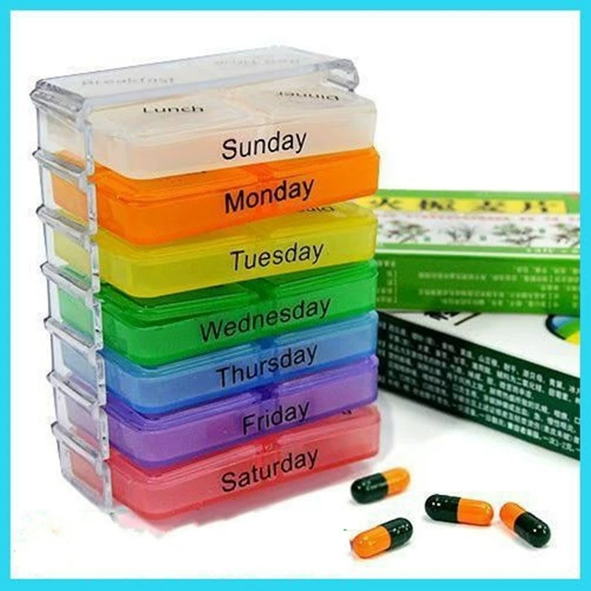Маленькая коробка для таблеток английского Цвета портативная однонедельная герметичная коробка для таблеток 7-слойная Складная маленькая коробка для таблеток портативная коробка для таблеток