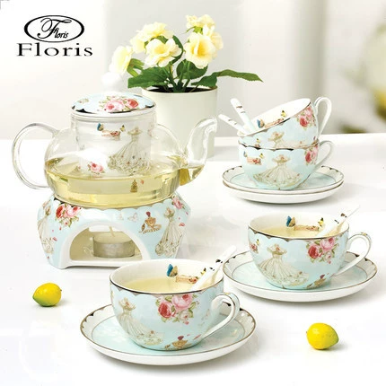 Стеклянный чайный набор для фруктового чая, чайник с цветочным узором, термостойкий, устойчивый к высоким температурам, чайник с фильтром и крышкой, праздничный подарок