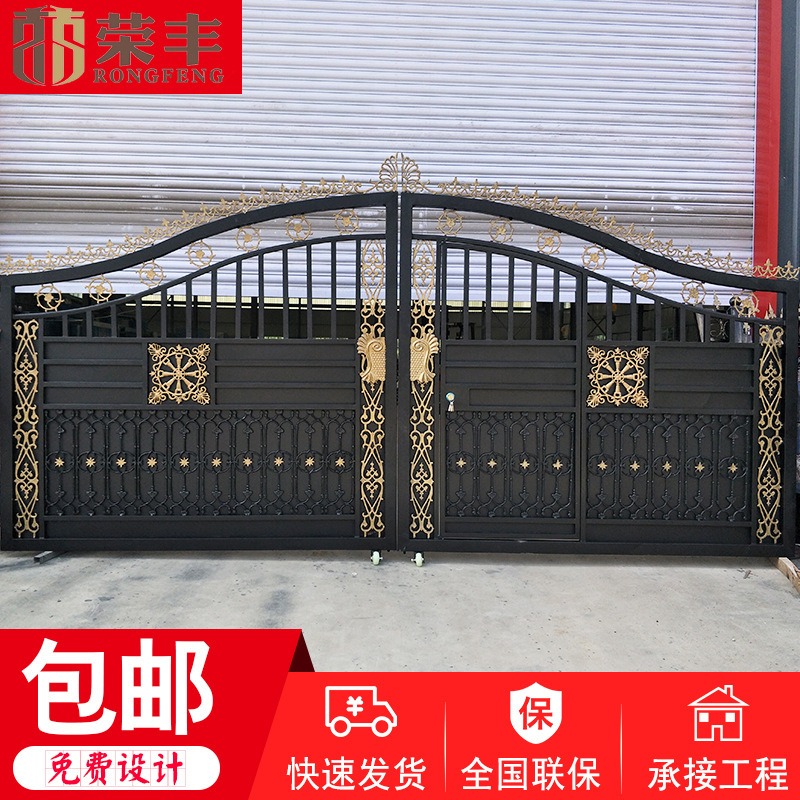 Factory free shipping iron door European carved iron door rural courtyard villa community factory door