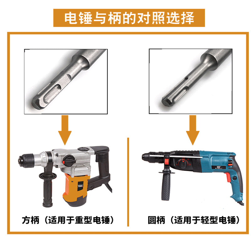 Taladro seco abridor de agujero de pared escariador de hormigón taladro hueco de pared aire acondicionado martillo eléctrico mango cuadrado mango redondo taladro de impacto