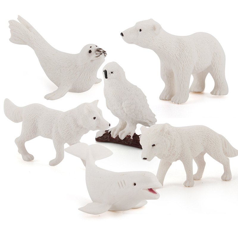 Comercio exterior Venta caliente simulación Oso Polar zorro blanco sello blanco ballena modelo animal polar sólido mini decoración mano Oficina