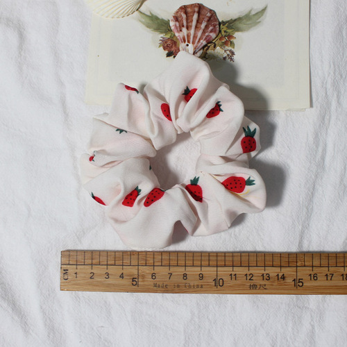 Retro chiffon summer Internet celebrity strawberry large intestine hair ring Mori girl hair rope fat intestine head flower hair band hair accessories wholesale