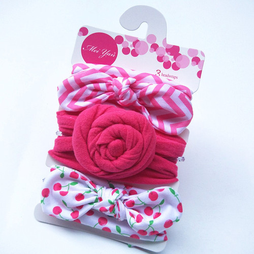 European and American baby headband three-piece set, baby snail knotted hair accessories, three-piece set of rabbit ear headbands for girls
