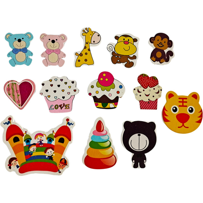 Factory direct spot bear painted non-porous wood diy cartoon animal handmade stickers decorative creative Factory direct spot bear painted non-porous wood diy cartoon animal handmade stickers decorative creative