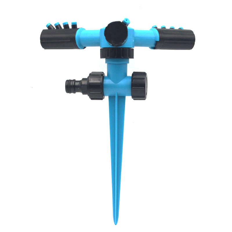 地插式洒水器 三叉旋转灌溉喷头 农用园艺草坪喷灌自动浇花器
