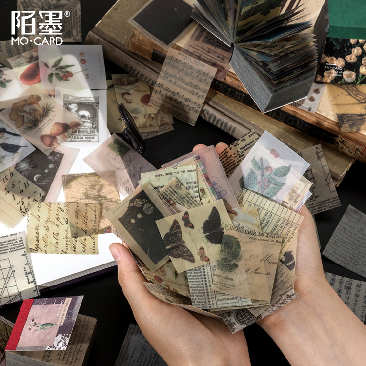 Mo mo sulfato material de papel libro una página serie retro fresco diario pegatinas decorativas 366 unidades en 4 tipos