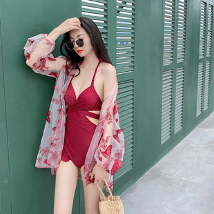 Swimwear 2025 New One-Piece Swimsuit for Women Korean Style Sexy One-Piece Bikini Two-Piece Set Small Breast Push-Up Swimsuit