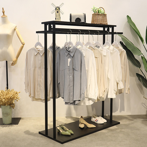 Clothing store shelf display stand floor-standing clothes island hanging rack floor-mounted hanger unisex children's clothing display rack