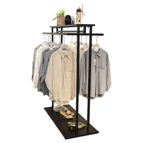 Clothing store shelf display stand floor-standing clothes island hanging rack floor-mounted hanger unisex children's clothing display rack