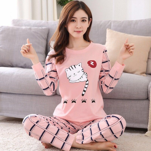 Women's Long Sleeve Long Leg Loose Pajama Set Spring Autumn Winter Student Sweet Homecoming Set