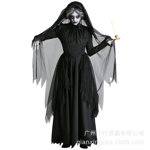 Halloween Costumes Ghost Bride Witch Vampire Cosplay Performance Game Costume Horror European and American Cloak