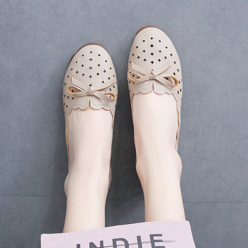 Mary Jane shoes, women's flats, women's spring and summer, shallow slit, slip-on shoes, breathable, hollow, women's single-layer shoes,