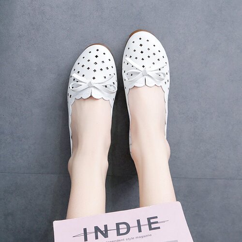 Mary Jane shoes, women's flats, women's spring and summer, shallow slit, slip-on shoes, breathable, hollow, women's single-layer shoes,