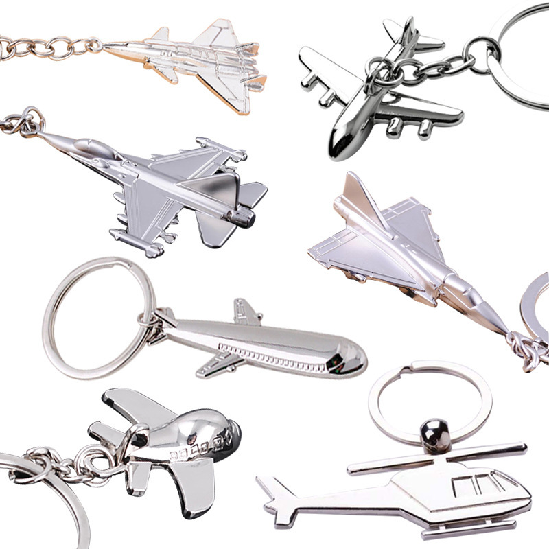 Metal Aircraft Keychain Creative Key Chain Fighter Key Pendant Aviation Small Gift Engraving Souvenirs