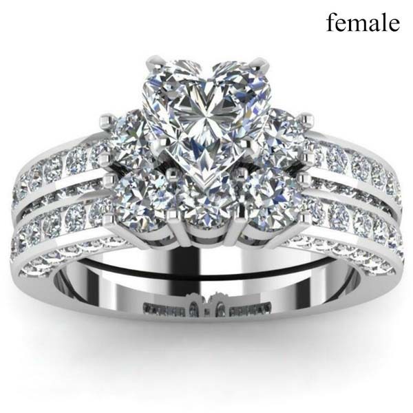 Wish Wholesale Hot Selling European and American Popular Jewelry New Couple Ring Electroplated Zircon Engagement Ring
