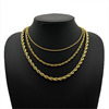 Golden necklace stainless steel with pigtail hip-hop style, European style, 5mm, wholesale