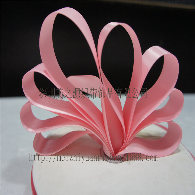 蝴蝶结涤纶带 1寸宽(25MM)粉红单面尼龙带 专业生产粉金双面缎带