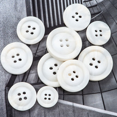 Round black and gray resin button collared shirt with matte resin buttons, white, factory wholesale