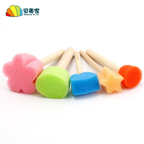 Round sponge painting brush seal children's painting kindergarten diy art early education paint mushroom head graffiti tool