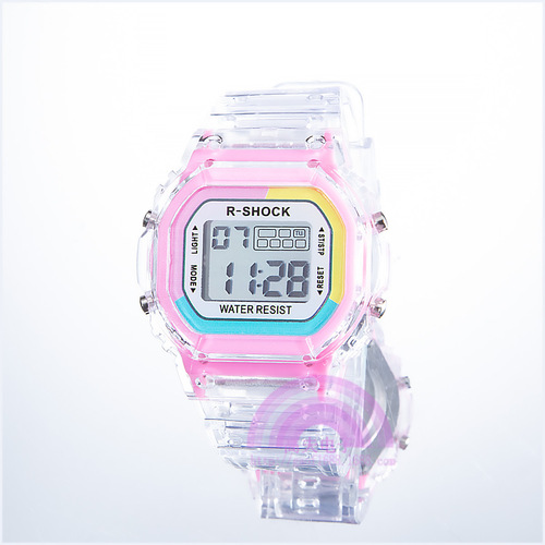 Ins celebrity unicorn sports electronic watch waterproof matcha green for men and women square student LED watch