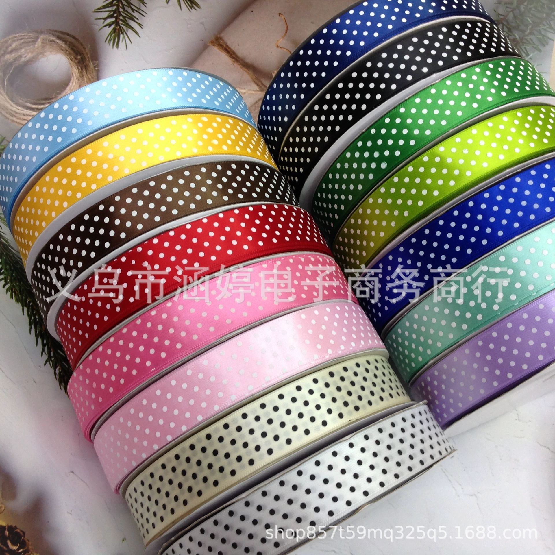 2,5 см высокая плотность 12 точек полиэстер с принтом в горошек ленты аксессуары свадебный подарок упаковка для выпечки лента