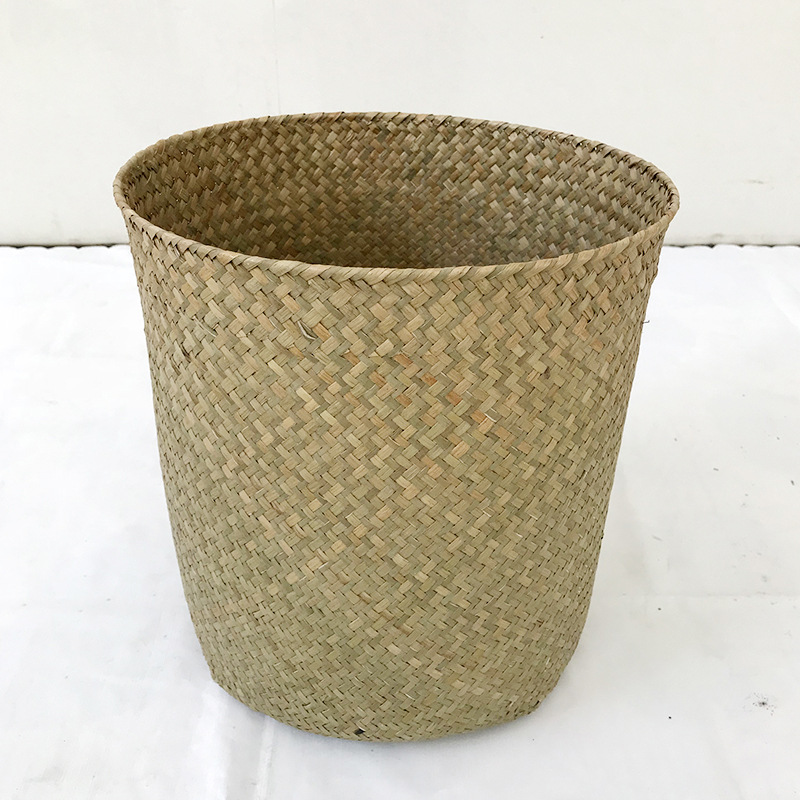 TGP6 color natural hecho a mano algas tejidas olla cesta simple decoración Almacenamiento de mano maceta escritorio pequeño florero