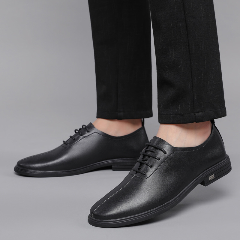 Men's Soft-soled White Formal Leather Shoes, Wind Work Men's Shoes_voghion.com