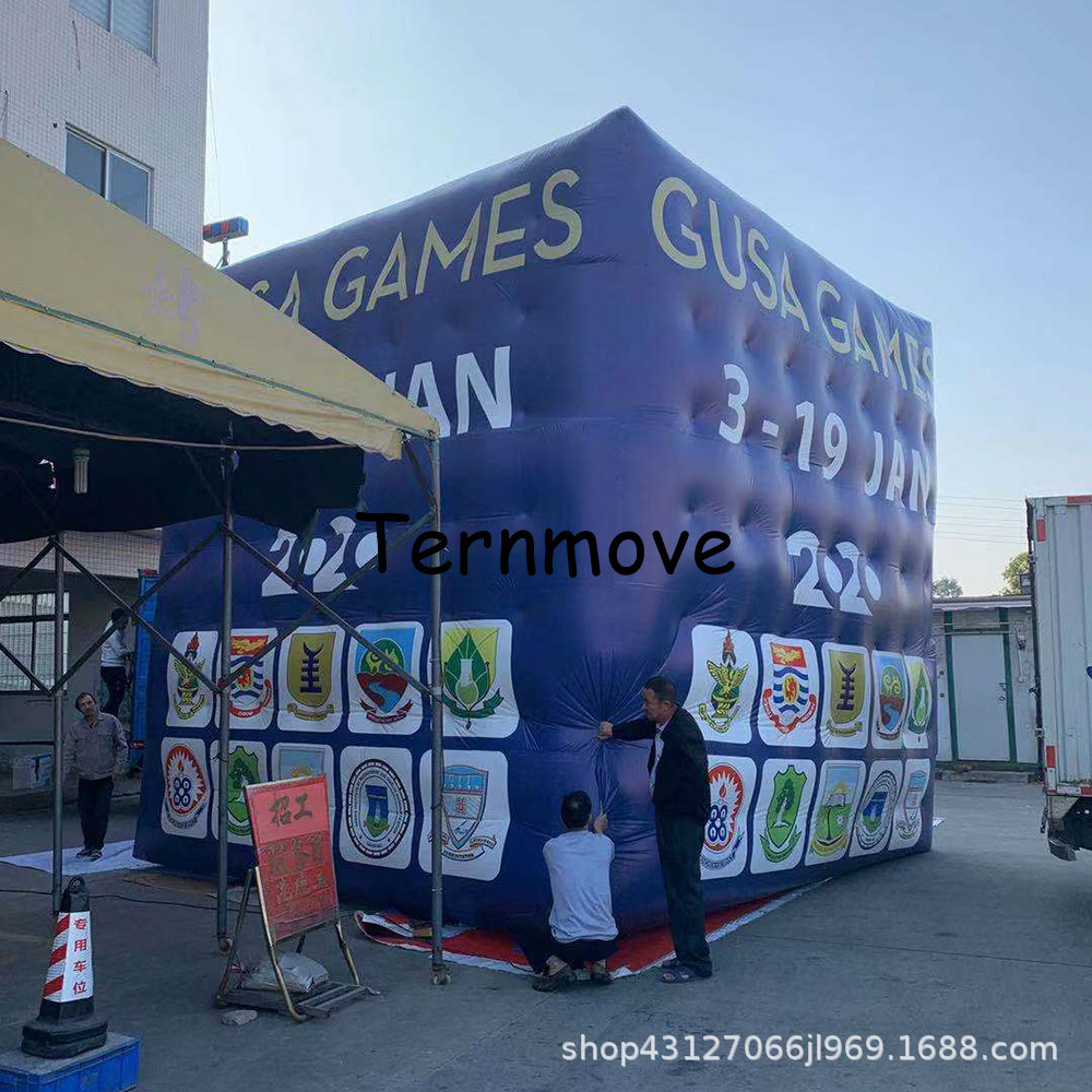 厂家直供充气升空魔方空飘球pvc方形升空气球充气立方体空飘方块