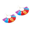 Rainbow woven retro earrings with tassels handmade, boho style, European style, wholesale