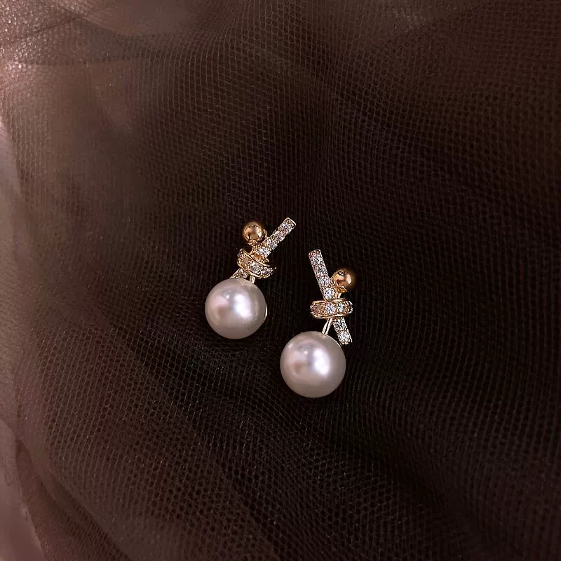 Серебряная игла с бантом, маленькие серьги из жемчуга, образец серебра 925, 2020 год