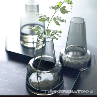 ins风北欧简约创意透明玻璃花瓶餐桌办公室桌面小口插花水培花器
